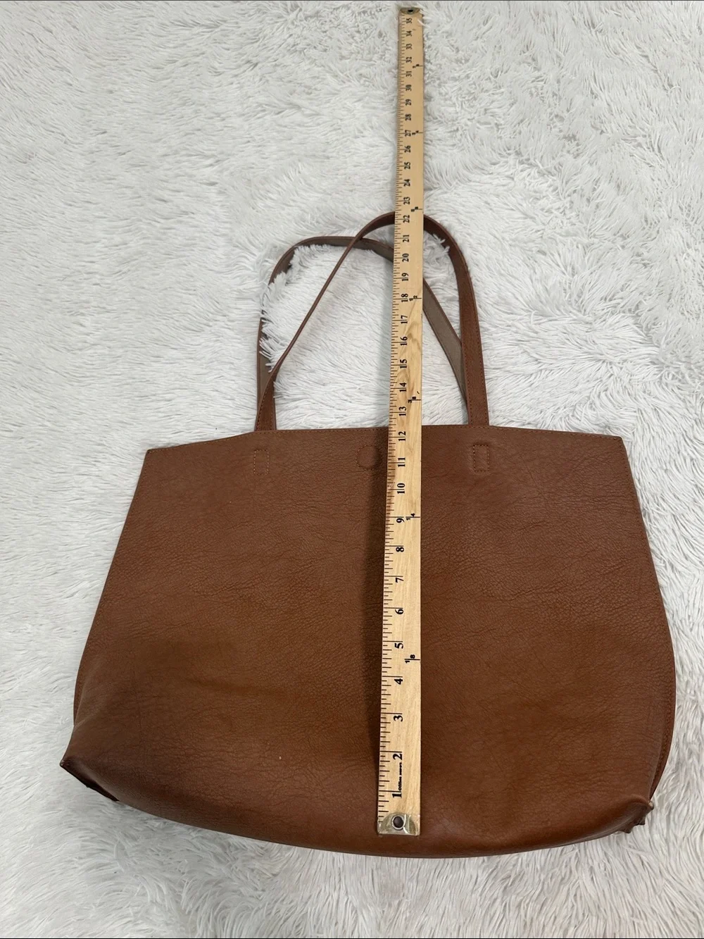 🟣 Large Faux Leather Tote Bag